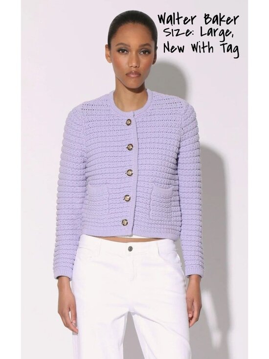 Walter Baker Sweaters - Walter Baker Janis Lavender Cardigan for Women - Size Large, New with Tags